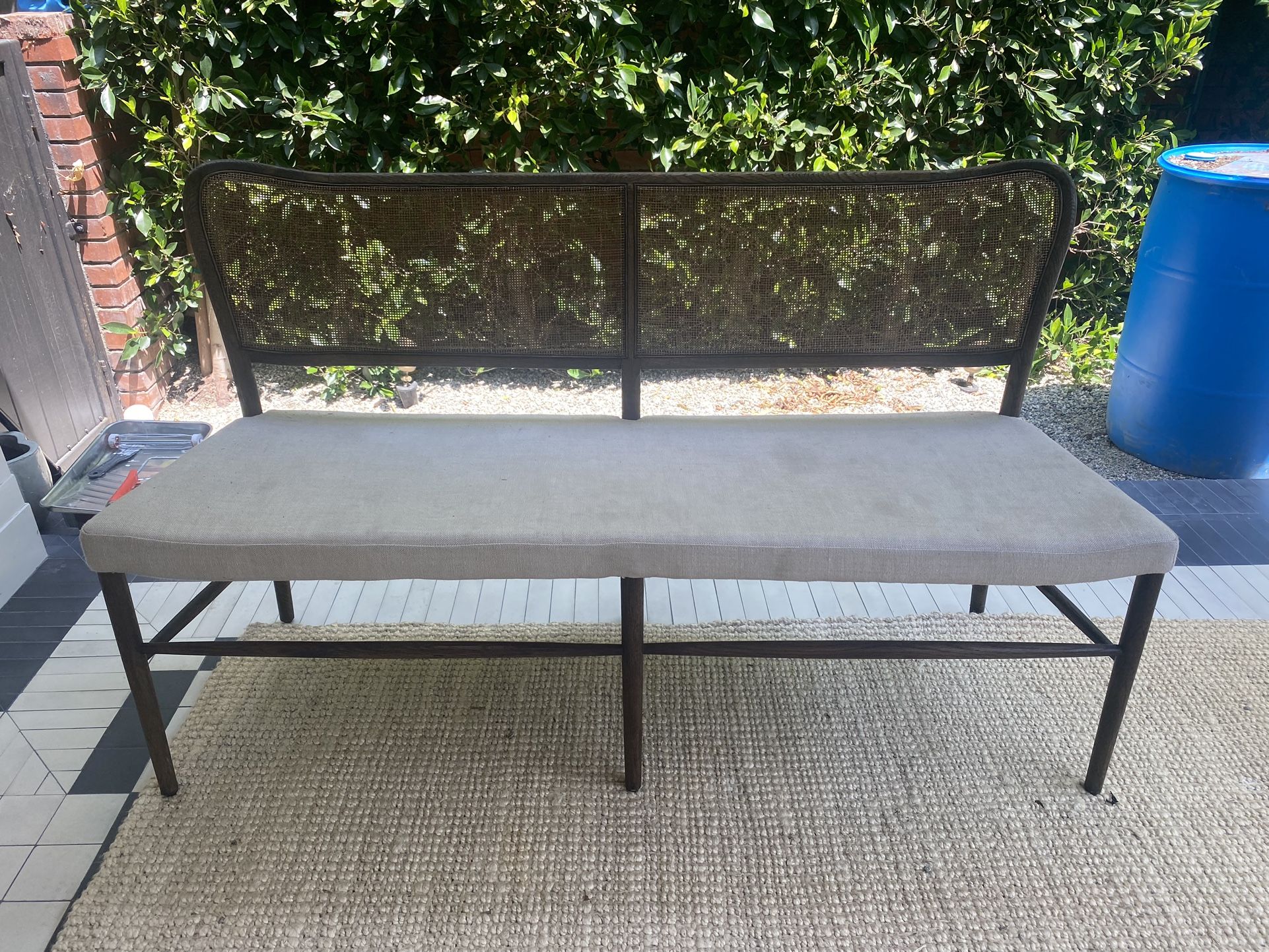 Gorgeous Arhaus Noa Dining Bench Upholstered Wood And Cane Bench