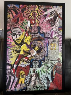 LeBron James King James Canvas Collage Poster In Frame 24 x 36 