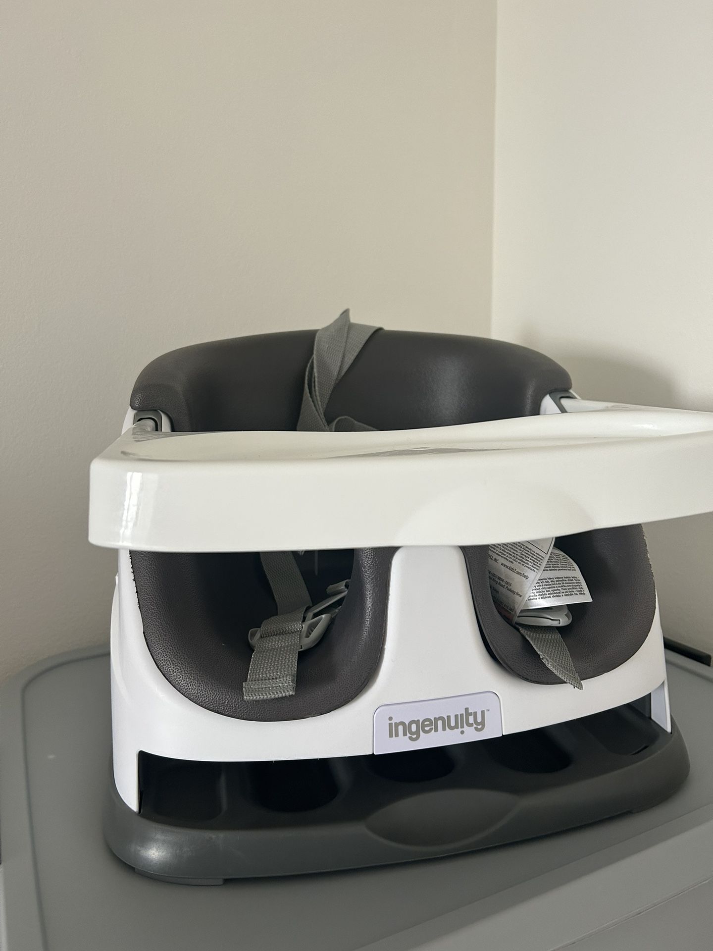 Ingenuity Baby Base 2-in-1 Booster Feeding and Floor Seat with Self-Storing Tray