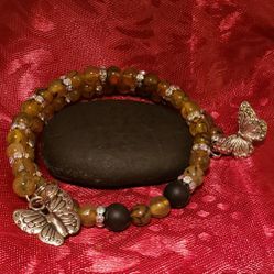Dragon's Vein Agate Bracelet On Memory Wire