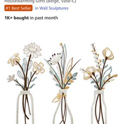 3 Piece Metal Flower Wall Art 