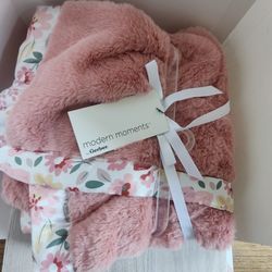 Gerber Pink Floral Baby Blanket. NWT