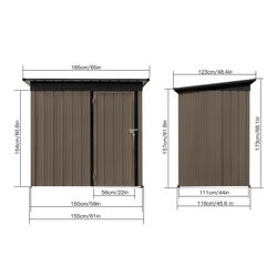 Metal garden sheds 5ft×4ft outdoor storage sheds Brown + Black