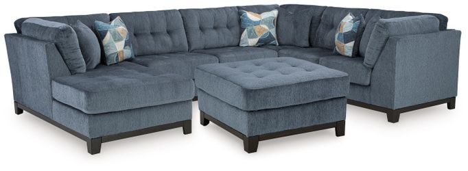 Maxon Place Navy 3-Piece Sectional and Ottoman