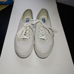 Keds Women’s Tan Lace Up Canvas Sneakers Shoes Size 9 WF65861