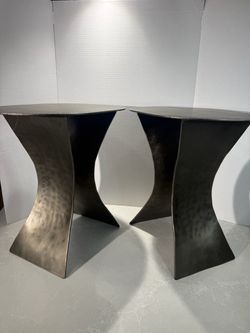 Drexel Iron Etch End Table Bronze Oval Iron Metal