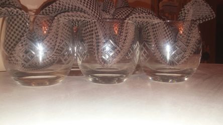 Vintage etched low ball tumblers