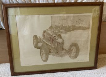 Dirt Track" Mark Groseclose, Etching 32/175 framed 36.25" x 28.5"