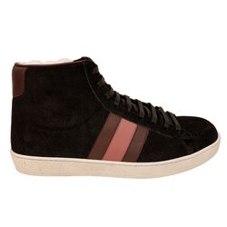 Gucci Men's Black Suede Web High-Top Sneakers