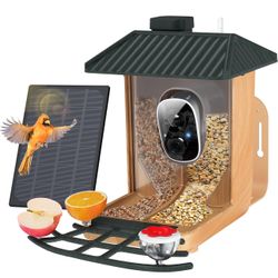Osoeri Smart Bird Feeder with Camera, 1080P HD AI Identify Wood Grain OS-BC01