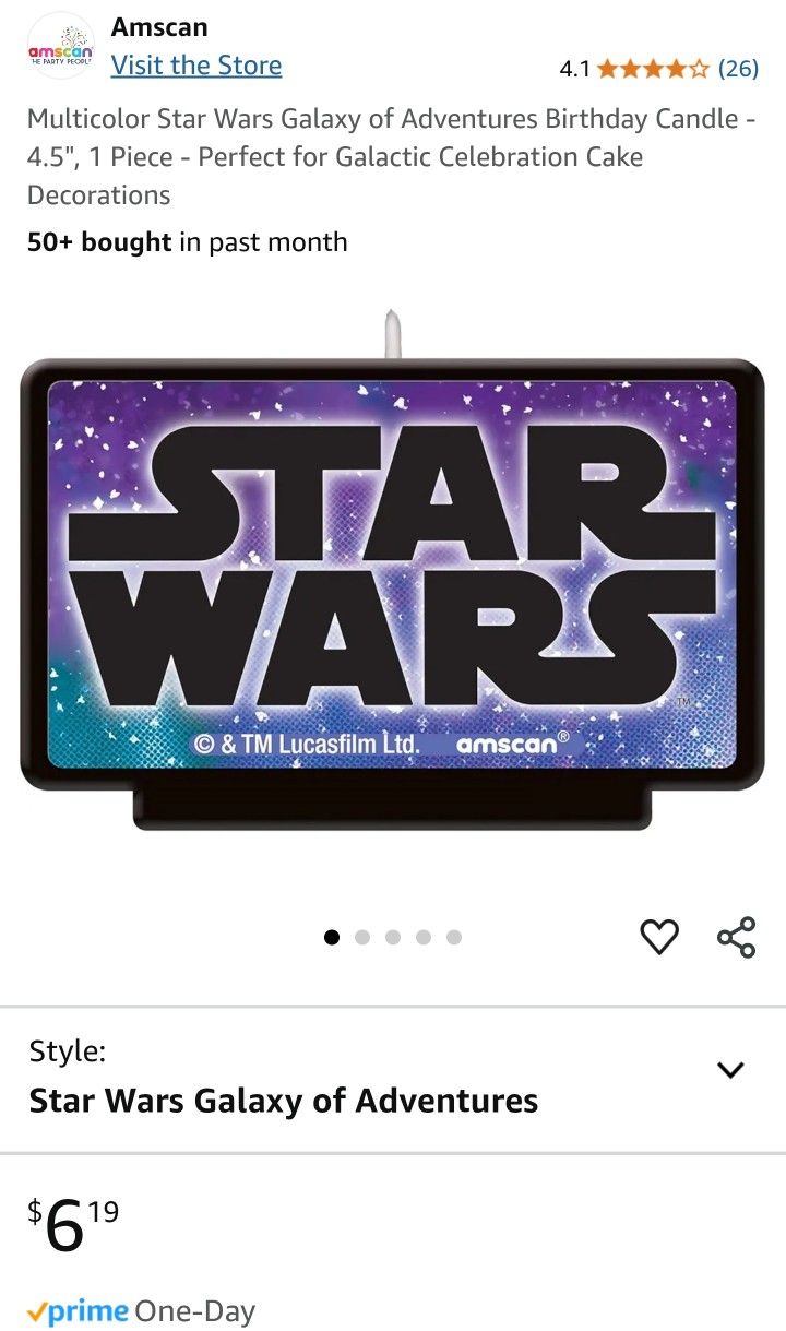 Star Wars Candle 4x3in 9 Total