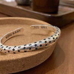 925 sterling silver women's lady's Star cuff bracelet Bangle Gift