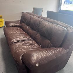 Brown Leather Couch Set