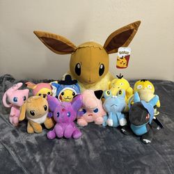 Pokemon Plush Lot Of 12 - Bulbasaur, Eevee, Pikachu, Espeon & More 