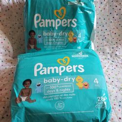 Pamper Baby - Dry Diapers Size 4.