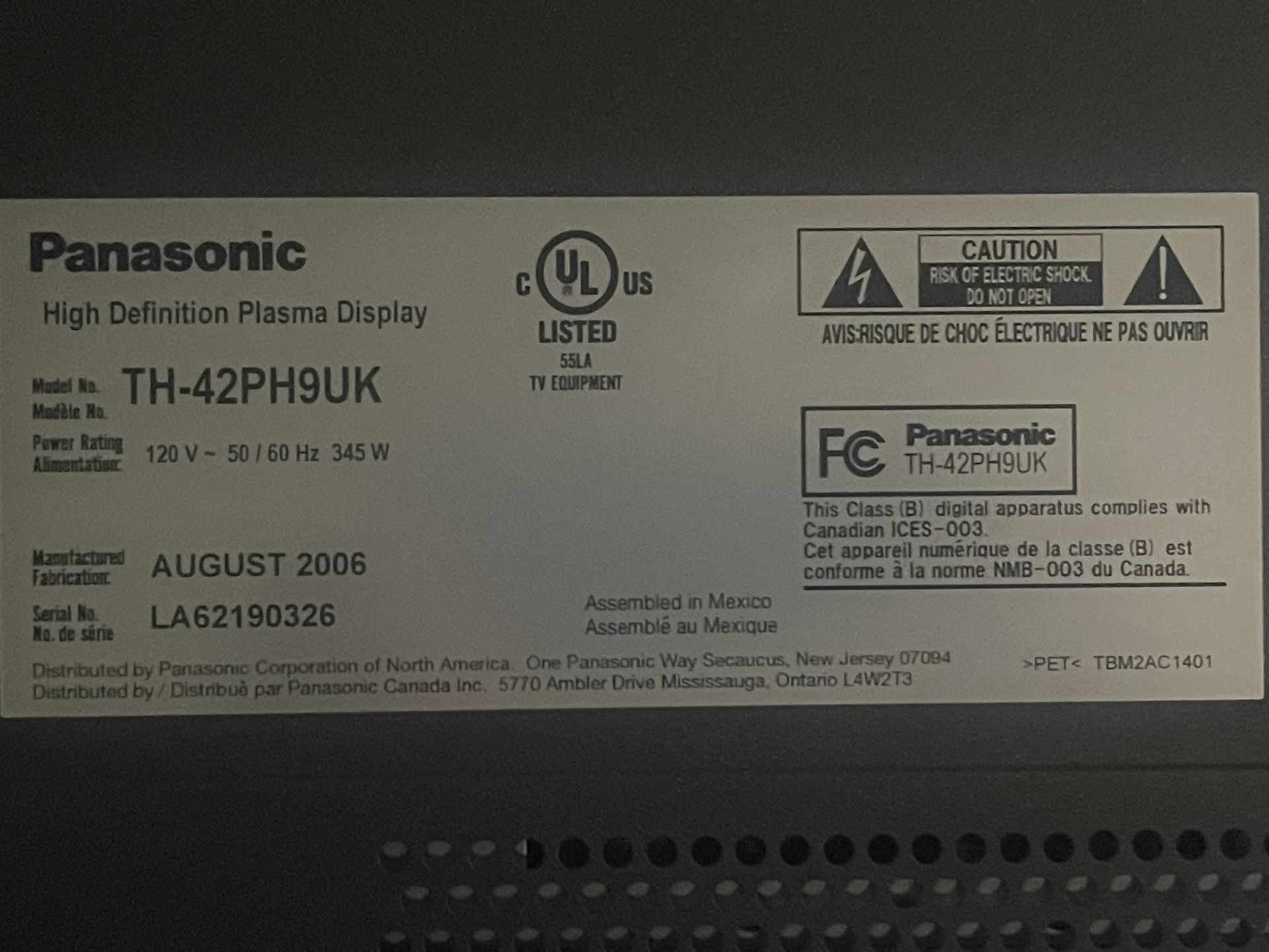 Panasonic th 42ph9uk