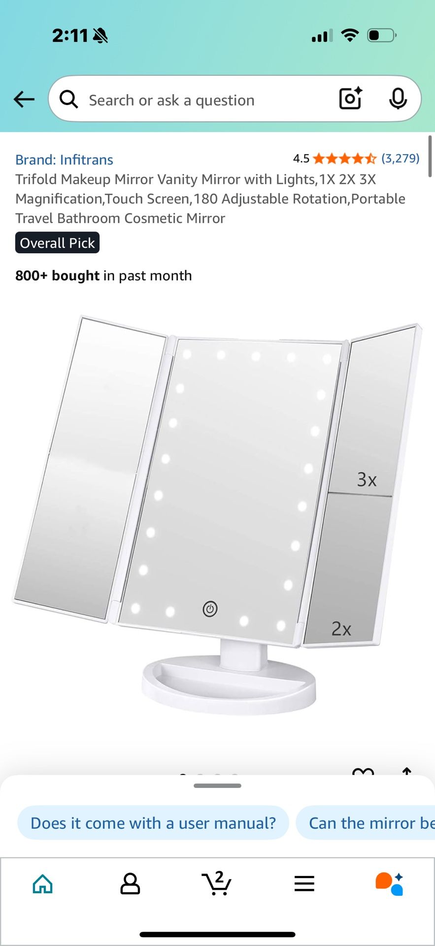 Trifold LED MAKEUP MIRROR