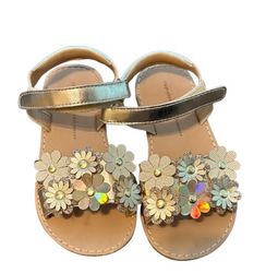Cupcakes and Cashmere Metallic Gold Floral Sandals