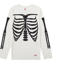 NEW Supreme Hanes Bones Thermal Crew Natural White LS  Size 