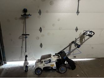 Cordless weed trimmer and a lawnmower