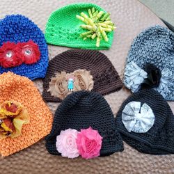 Baby Crotcheted Hats Or Photo Props, Each