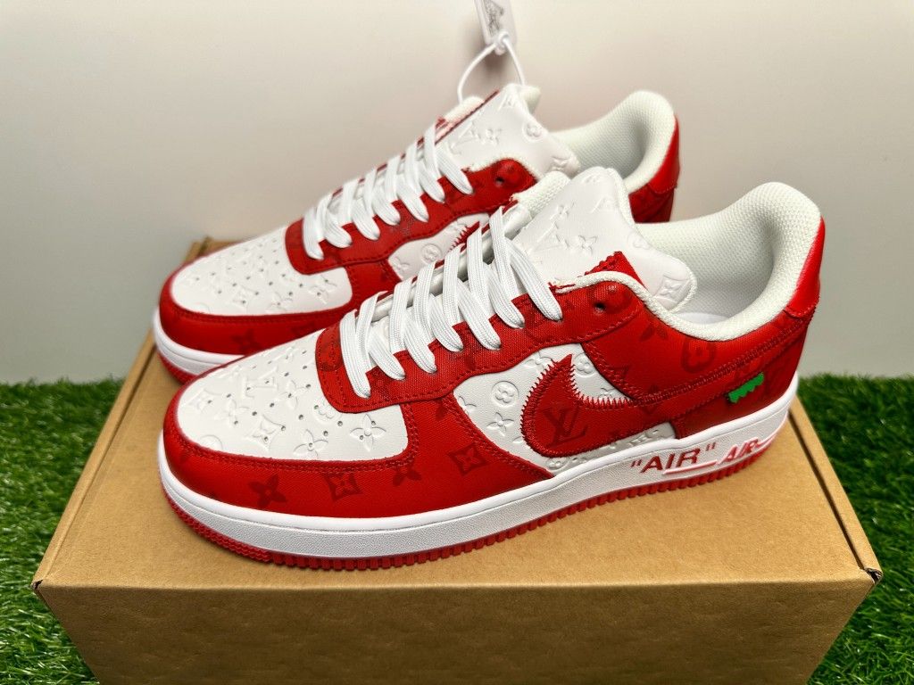 Louis Vuitton Custom Red And White Af1 LOUIS VUITTON LV NIKE