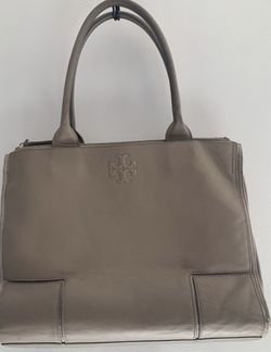 Tory Burch Gray Leather Tote Bag