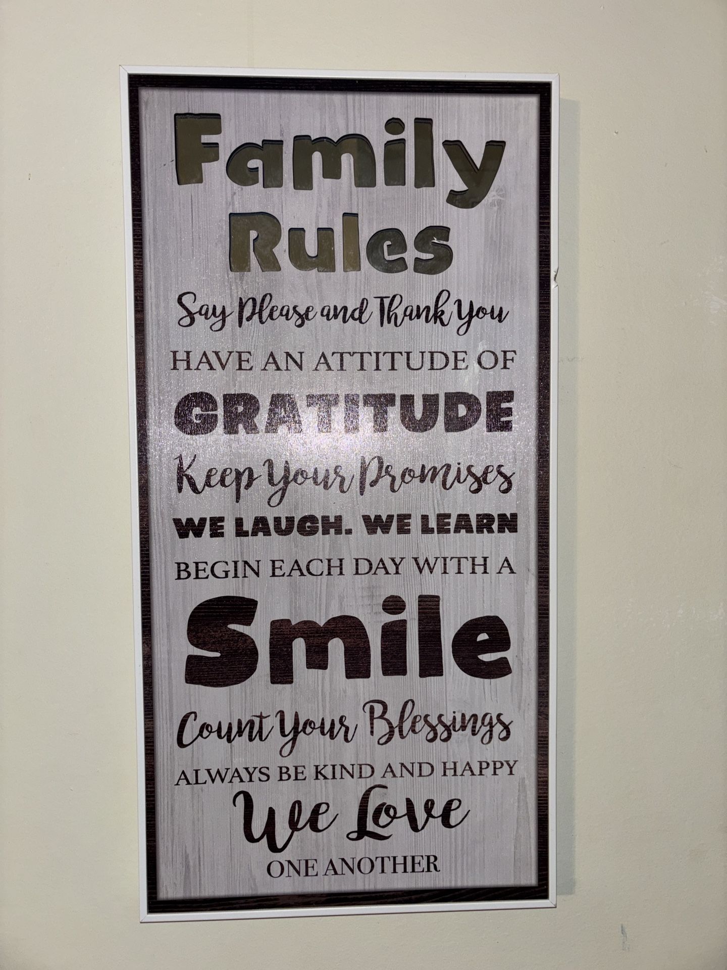 Family Rules 12x6 Wall Decor Sign