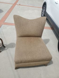 Tan Fabric Armless Slipper Chair