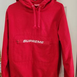 Supreme Zip Pouch Hooded Sweatshirt Red Medium