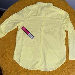 Women’s long sleeve cotton shirt, color: Yellow size:M
