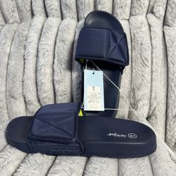 Cat & Jack Navy Blue Slide Sandals XL 6