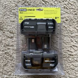 **Brand New** RYOBI ONE+ 18V Lithium-Ion 4.0 Ah Battery (2-Pack)
