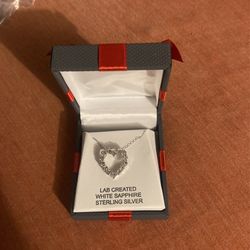 L C White Sapphire Sterling Silver $70 With 18” Pendant Sterling Silver