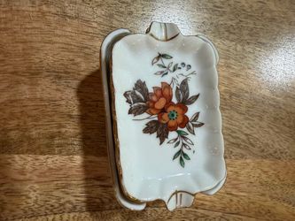 Vintage Fine China Floral Ashtray Set of 4 Gold Trim