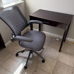 Small wooden desk & office chair