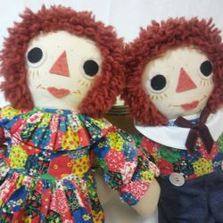 Vintage Handmade Ragedy Ann and Andy Dolls