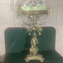 Vintage Double Cherub Banquet Lamp by Scott