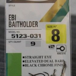 Owner Fishing Hooks - EBI Baitholder Size 8 - 5 Packs For $15