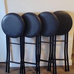 Foldable Black Stool (Pack of 4)