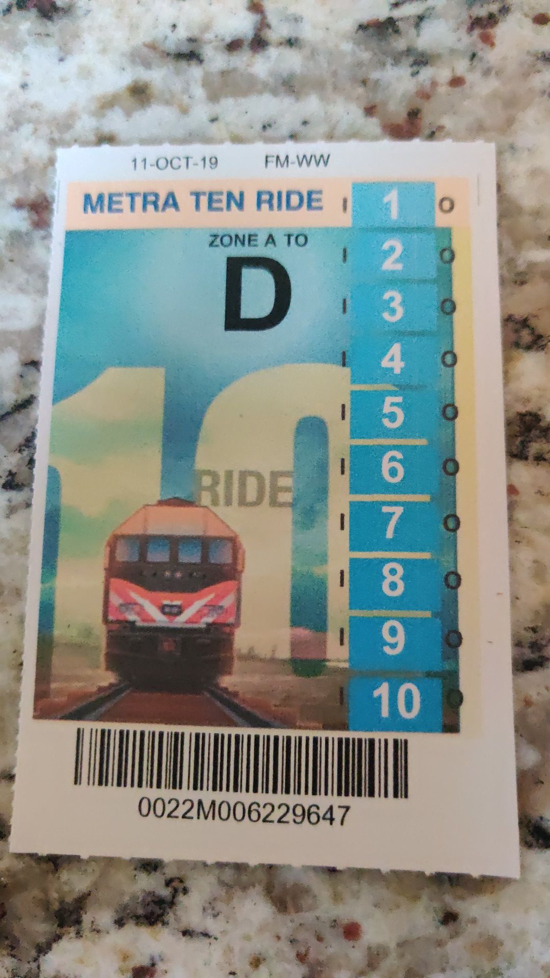 10 ride metra ticket