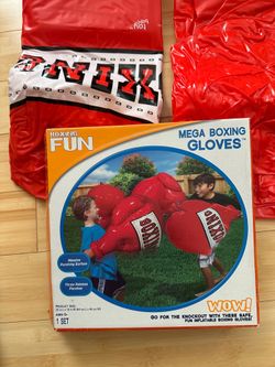 Kids blow up boxing gloves