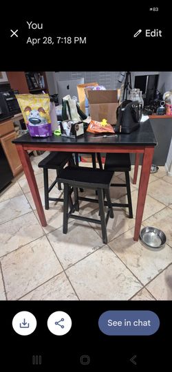 Bar  Height Table with 4 Black Stools