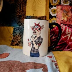 Signature Housewares Hipster Cow 17.5oz Stoneware Coffee Mug