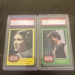 1977 STAR WARS HAN SOLO HERO & 1977 TOPPS STAR WARS CARD #152 PRINCESS LEIA