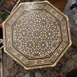 Egyptian Octagonal Side Table Islamic Moorish Tilt-Top Inlaid Table