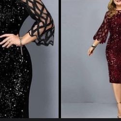 plus size sequin mesh dress 