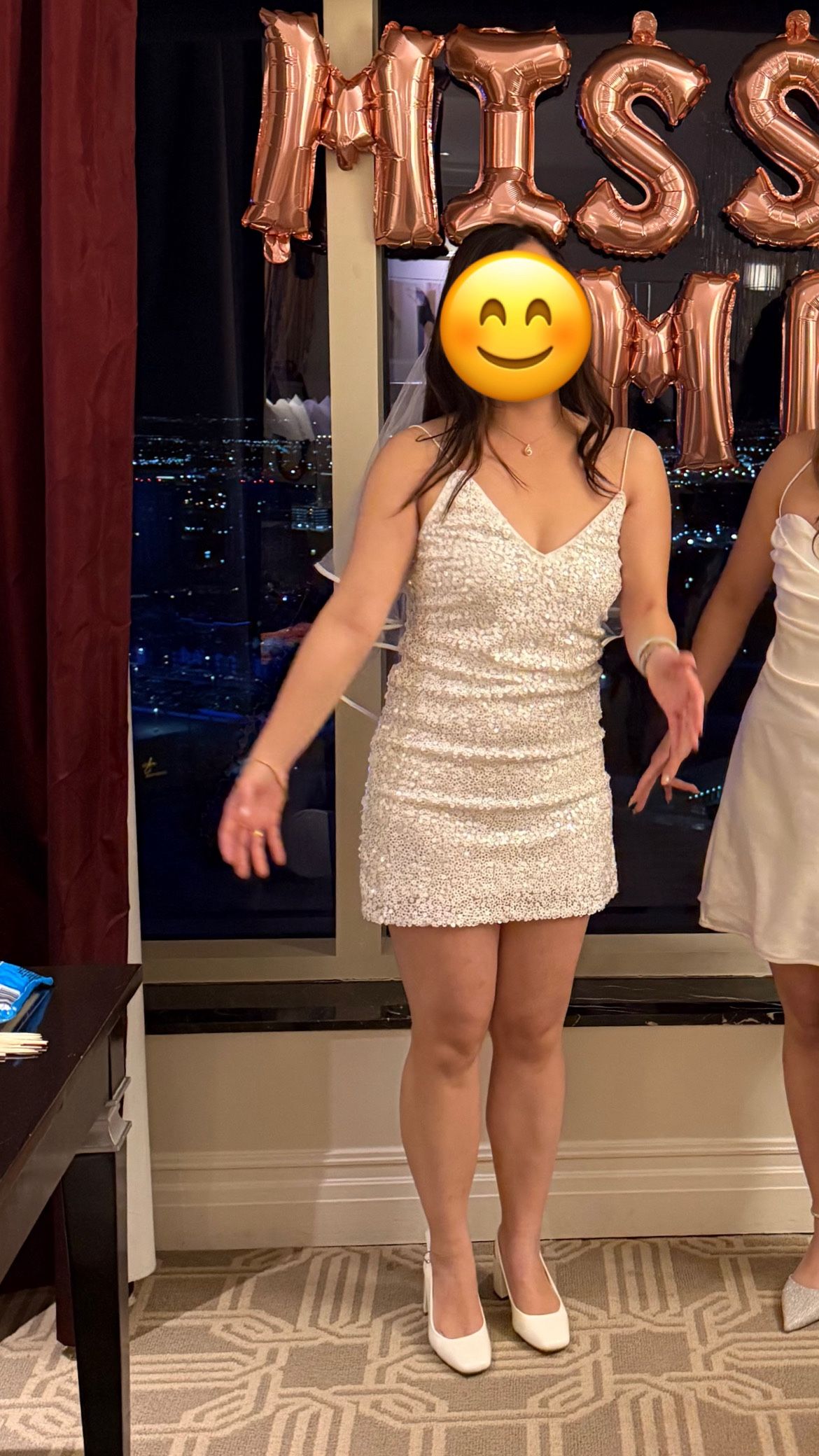 Lulus Force of Fashion White Backless Sequin Mini Slip Bach Dress Women XS