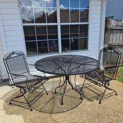 Black Wrought Iron Patio Table and 2 Chairs