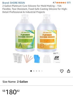 2 Gallon Platinum Cure Silicone for Mold Making – 15A Flexible, Tear-Resistant, Food-Safe Casting Silicone for High-Detail Professional & Industrial P